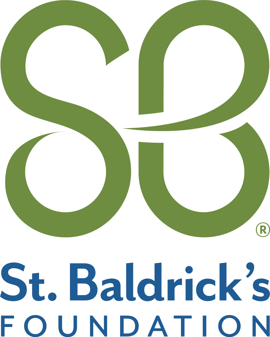 The St. Baldrick’s Foundation logo features a large green stylized SB above the words St. Baldrick’s FOUNDATION in bold blue lettering on a white background.